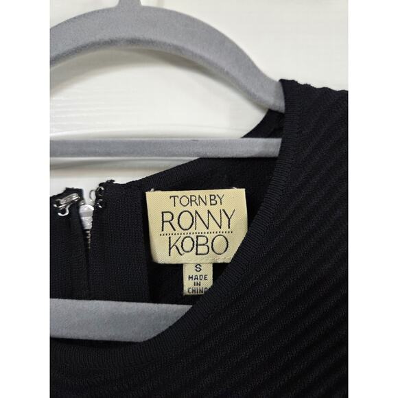 Torn by Ronny Kobo Revolve Black Nightingale Rib Knit Bodycon Dress, Size Small - Picture 2 of 12